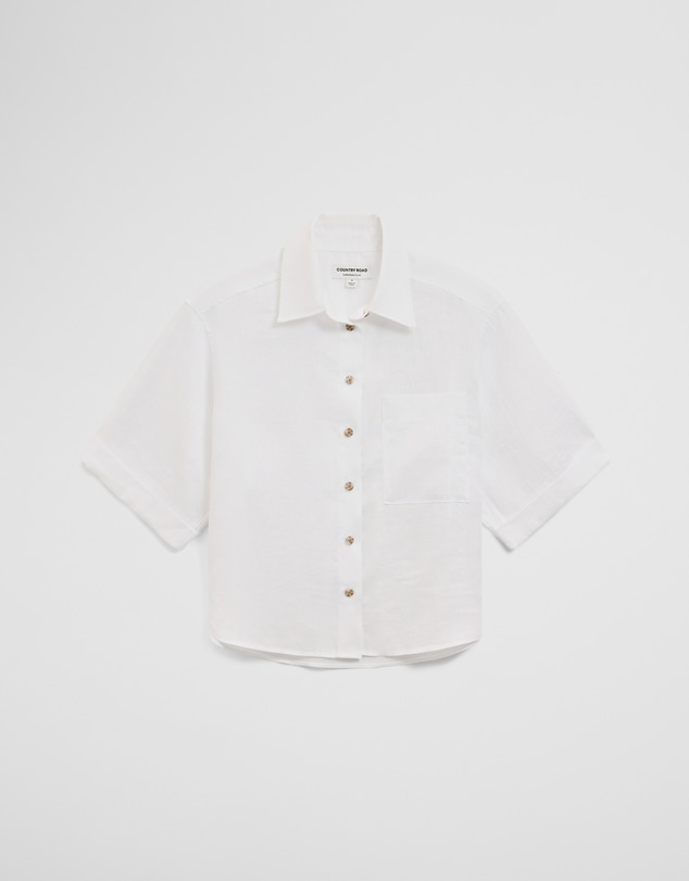 Country Road - Short Sleeve Crop Linen Shirt
