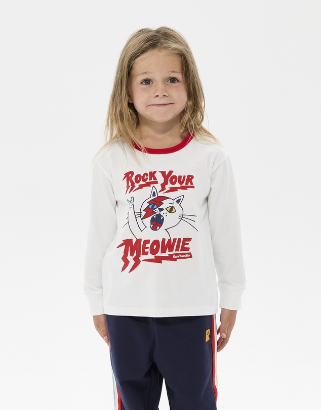 Rock Your Kid - Rock Your Meowie David Long Sleeve T-Shirt