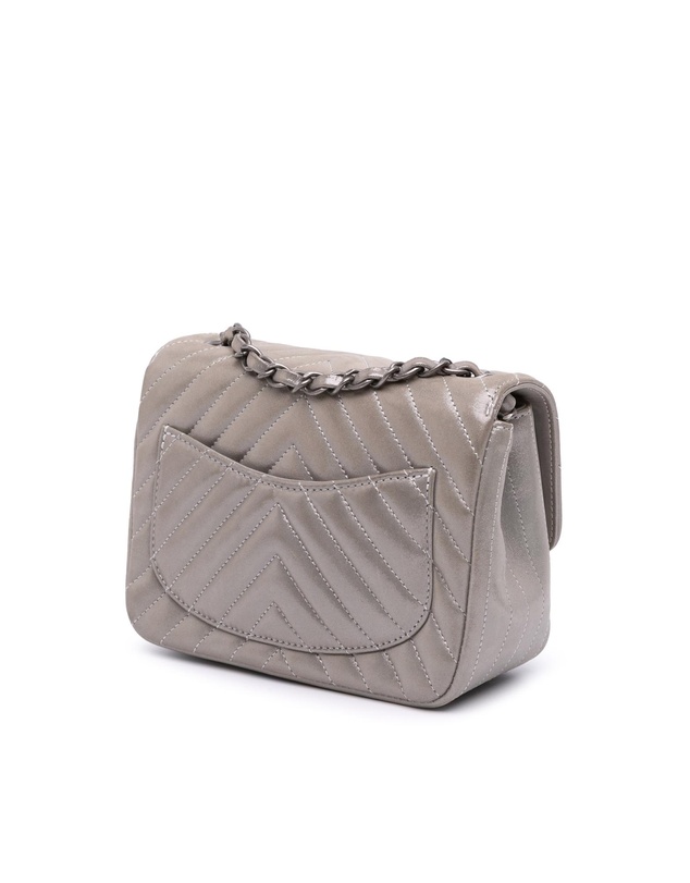 Pre-Loved by Azura Reborn - Pre-Loved Mini Square Classic Chevron Iridescent Calfskin Single Flap