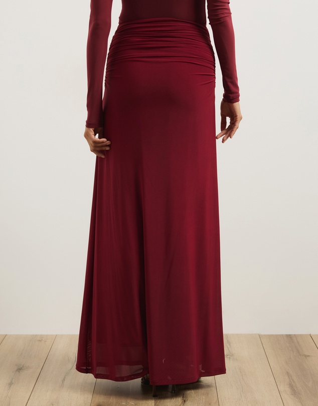 Atmos&Here - Valentia Belted Mesh Maxi Skirt