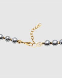 Nialaya Jewellery - 10mm Metallic Pearl Necklace with Gold