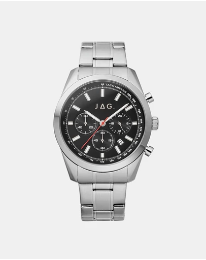 Jag - Rhys Mens Black Dial 43mm Silver Watch