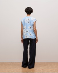 Trenery - Sorell Modal Cap Sleeve Blouse in Soft Blue