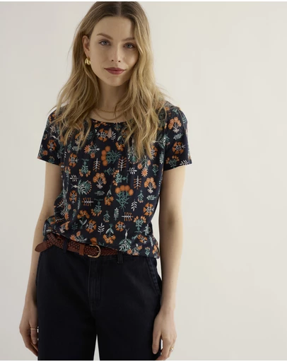 Seasalt - Seasalt Cornwall Navy Appletree Keyhole Detail T-Shirt
