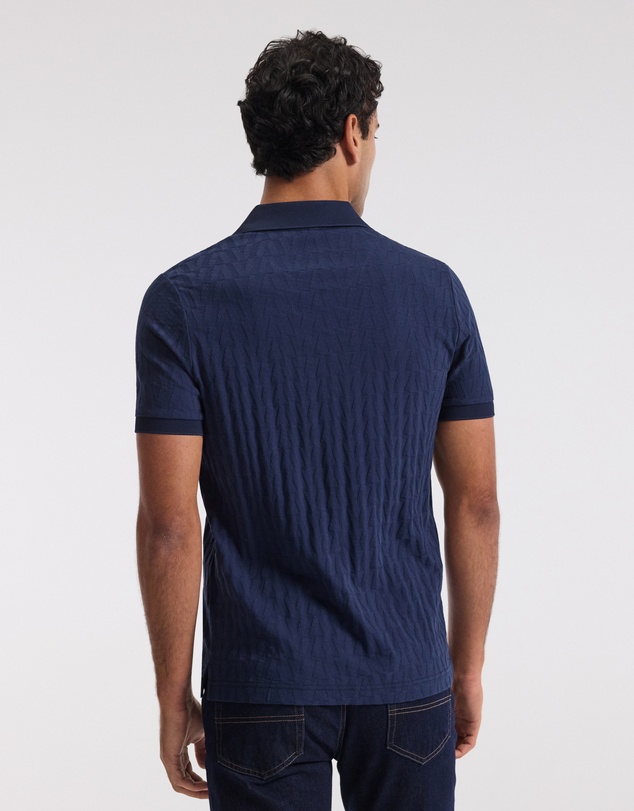 Calibre - Chevron Jacquard Polo Mid Blue