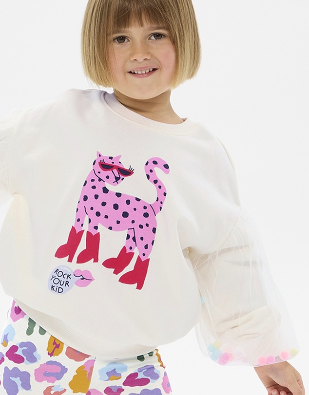 Rock Your Kid - Leopard Pom Pom Sweatshirt