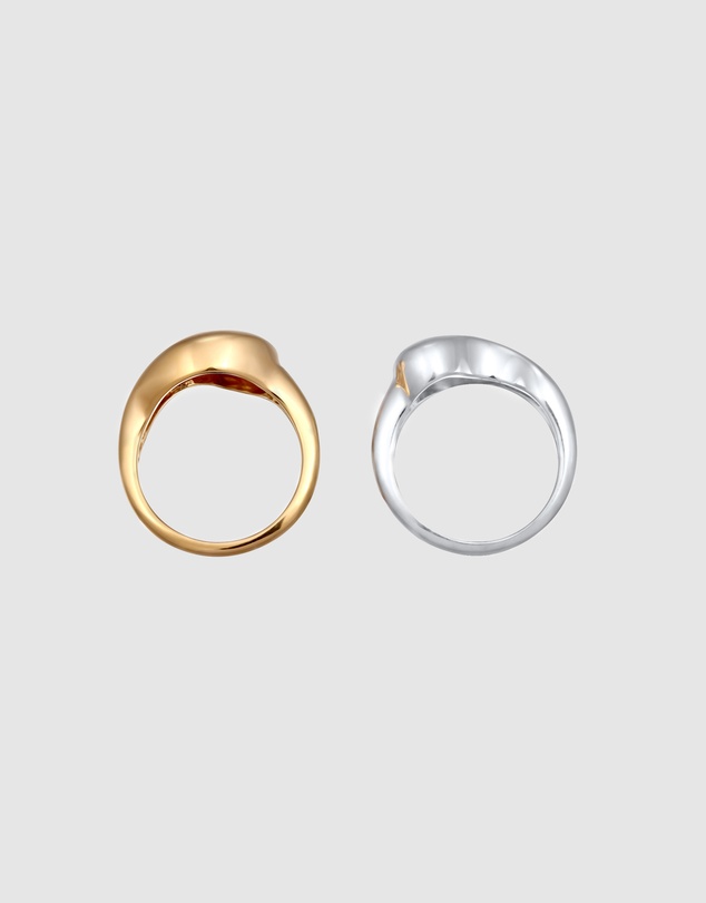 Elli Jewelry - Ring Set Yin Yang 925 Sterling Silver Gold-plated