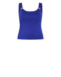 City Chic - Plus size Arami Strap Detail Top - cobalt