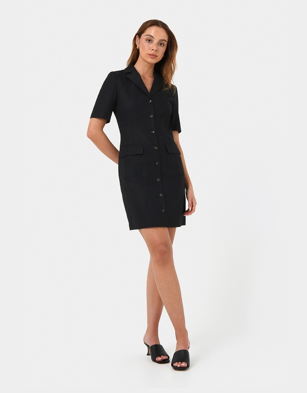 Forcast - Nia Button Linen Dress