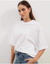 Atmos&Here - Short Sleeve Cotton Seam Detail T-Shirt