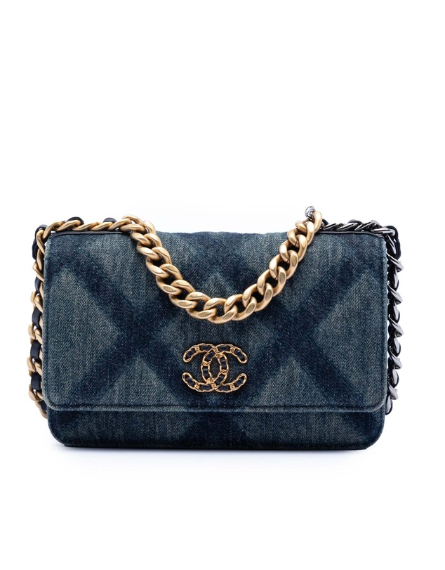 Pre-Loved by Azura Reborn - Pre-Loved Denim 19 Flap Wallet On Chain