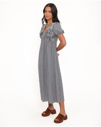 Petal & Pup - Ilyana Short Sleeve Maxi Dress - Navy Gingham
