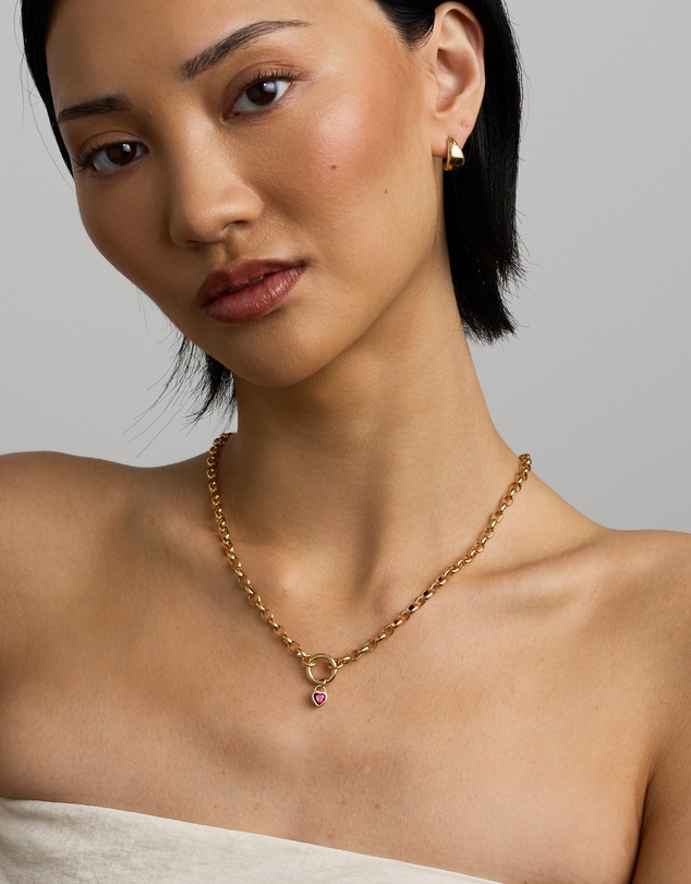 Michael Hill - Heart Created Ruby Bezel Pendant in 10kt Yellow Gold