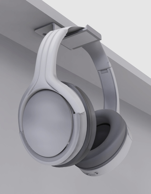 iWorld - Kanto HHW Universal Under Desk Headphone Hook, White