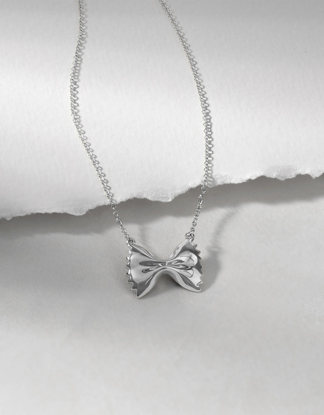 Wanderlust + Co - Bow Tie Pasta Silver Necklace