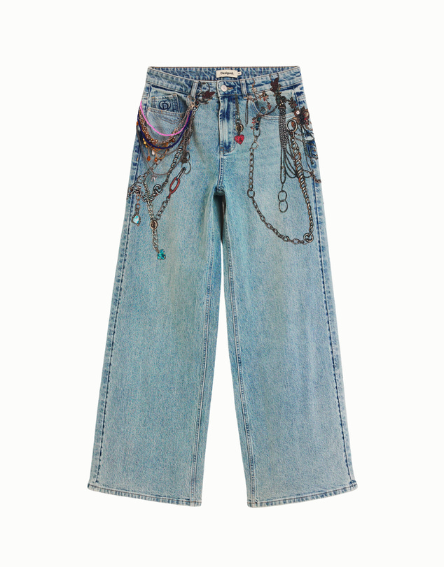 Desigual - Chain denim trousers