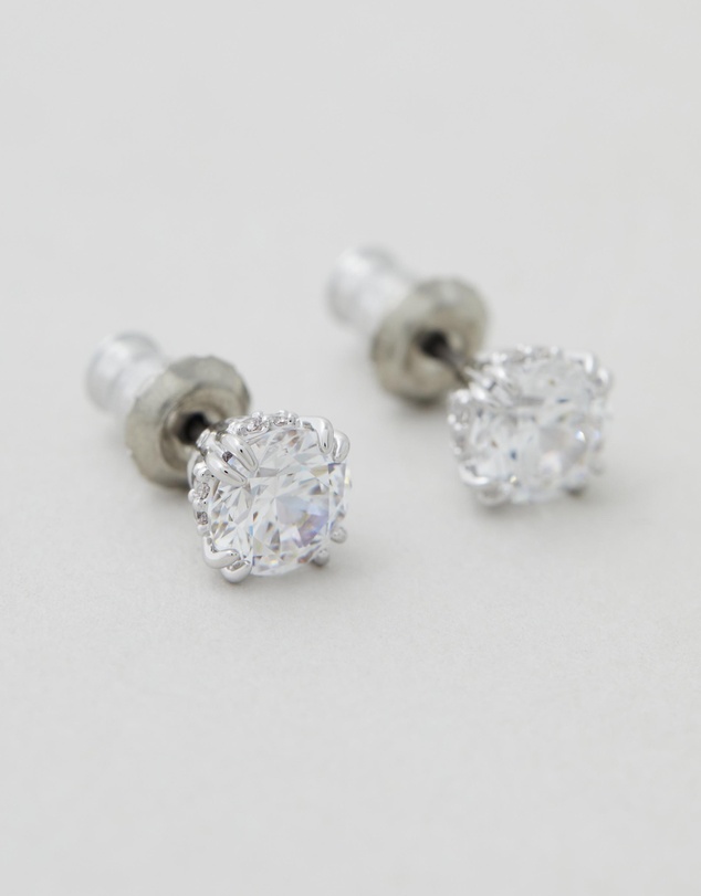 Swarovski - Stilla stud earrings, Round cut, White, Rhodium plated