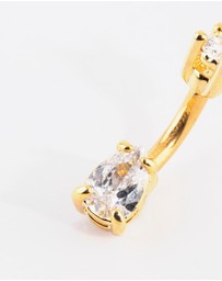 Lovisa - Gold Plated Titanium Pear Diamante Small Belly Bar