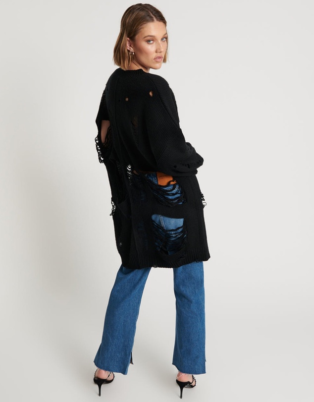 ONE TEASPOON - Black Hercules Shredded Sweater