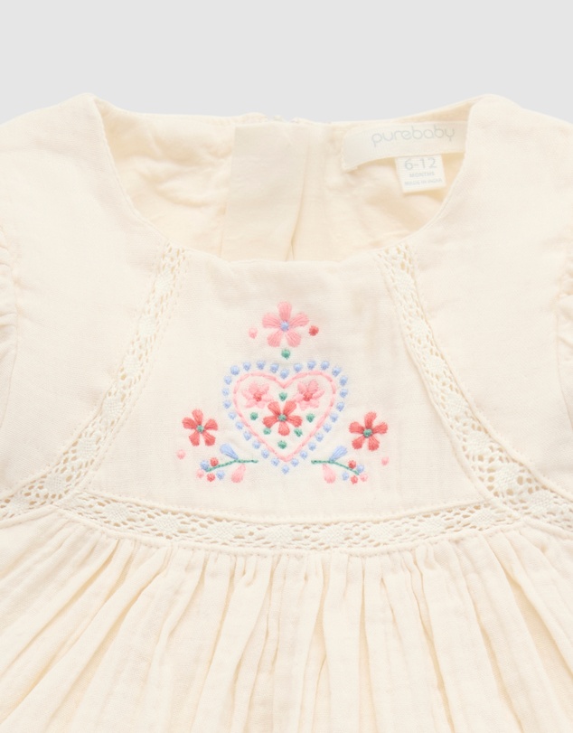 Purebaby - Embroidered Dress -Kids-Babies