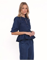 Petal & Pup - Charlotte Chambray Top - Mid Dark