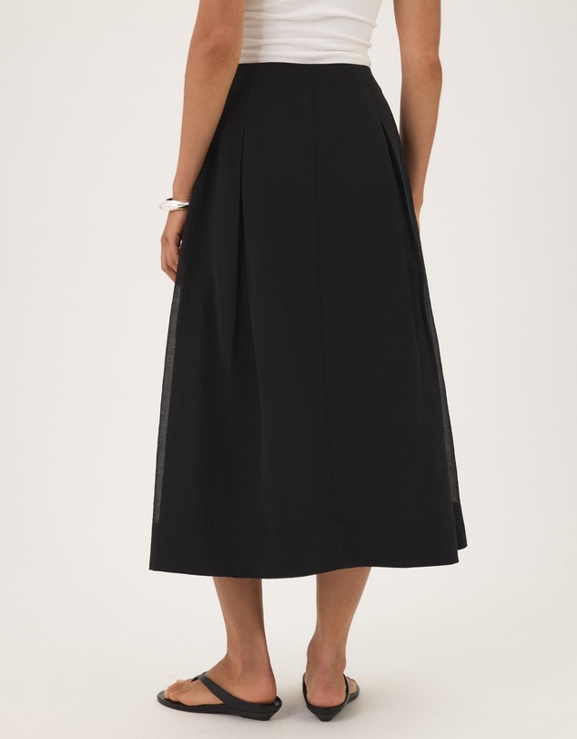 Atmos&Here - Lila Organza Pink Tuck Midi Skirt
