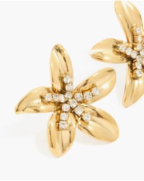 Lovisa - Waterproof Gold Plated Stainless Steel Cubic Zirconia Centre Flower Stud Earrings