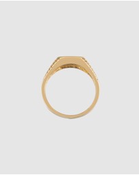 Kuzzoi - ICONIC EXCLUSIVE - Ring Men Signet Ring Sodalite Square in 925 Sterling Silver Gold Plated