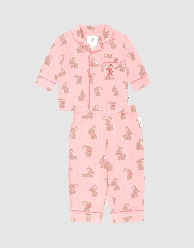 Huxbaby - Dusty Pink Bunny PJ Set - Babies-Kids