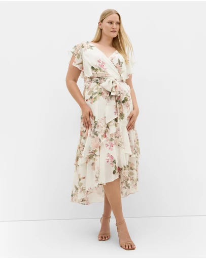 City Chic - Plus size Demure Floral Maxi Dress - ivory