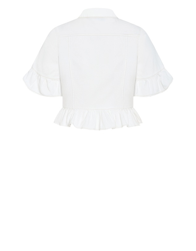 City Chic - Plus size Florence Frill Denim Jacket - ivory
