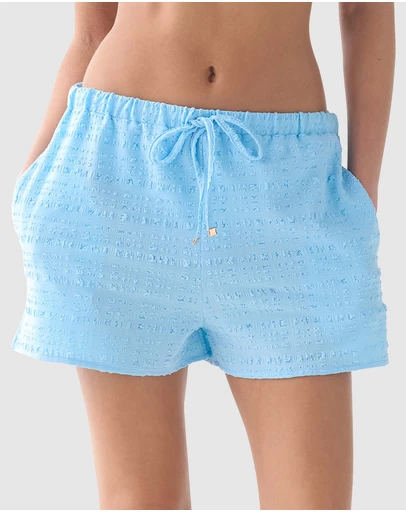 Kate Spade - Seersucker Drawstring Waist Beach Shorts