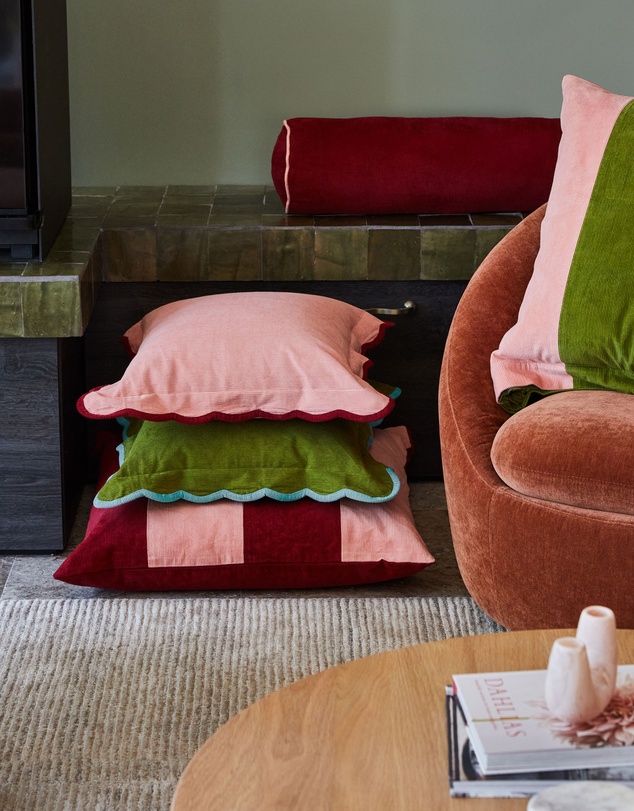 Mosey Me - Corduroy Euro Pillowcase - Peach/Green