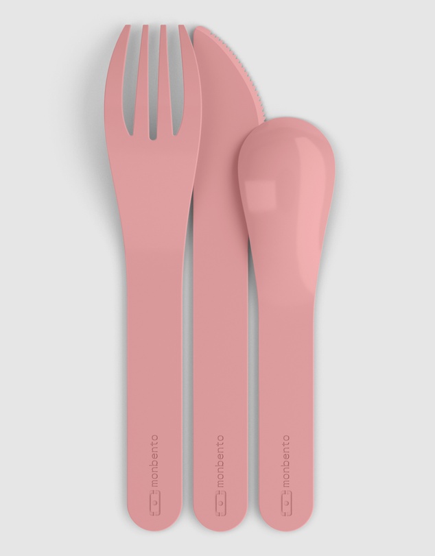 Monbento - Monbento Mb Pocket Plastic Cutlery Set - Colour Pink Blush