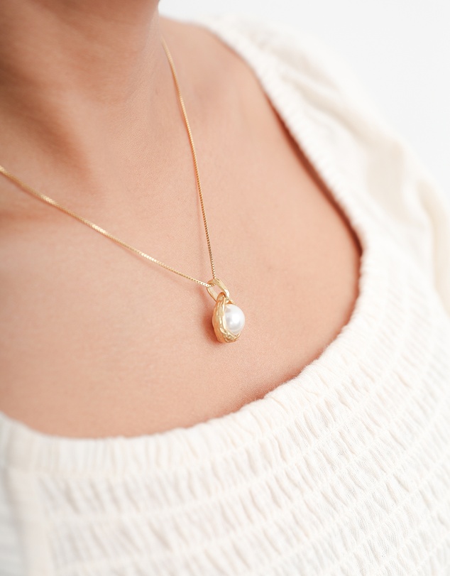 Elli Jewelry - Round Charm Pendant Necklace in Gold-Plated 925 Silver