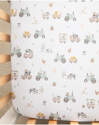 Living Textiles - 2 Pack Organic Cot Fitted Sheet - Tractor Ride