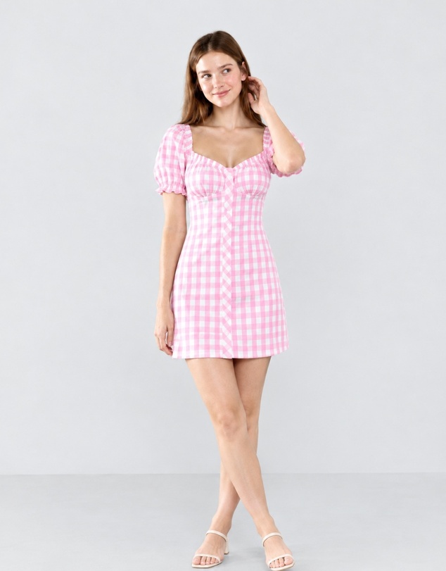 Glamorous - Ruched Puff Sleeve Mini Dress