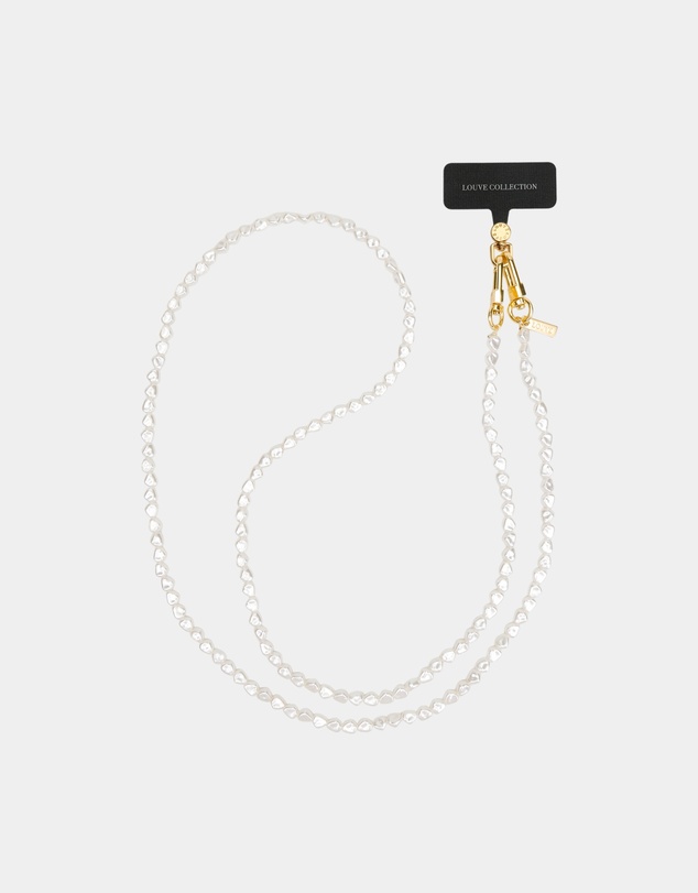 LOUVE COLLECTION - Universal Phone Strap Connector (Black) + Pearl Chain
