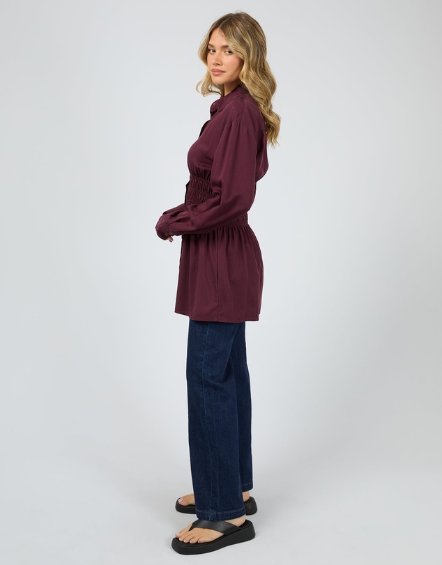 All About Eve - Aae Ruched Shirt Burgundy