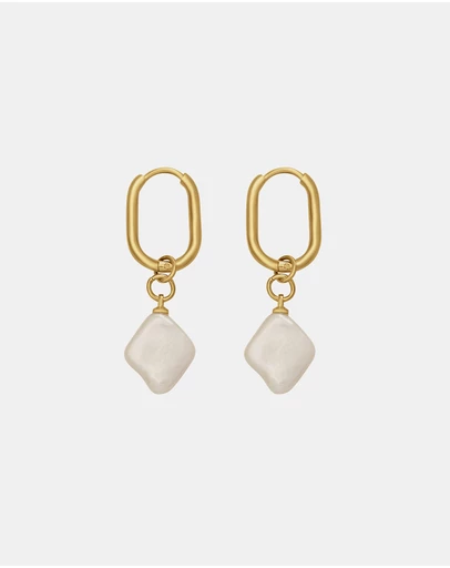 Zoe Olivia - Waterproof Freshwater Pearl Oval Huggie Hoops