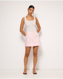 AERE - Pippa Buttoned Linen Skirt