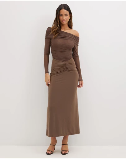 Dazie - Romantic Holiday Jersey Maxi Dress