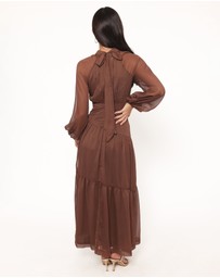 Petal & Pup - Julip Sheer Long Sleeve Maxi Dress - Brown
