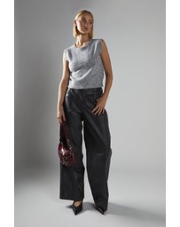 Glamorous - Wide Leg Distressed PU Trousers