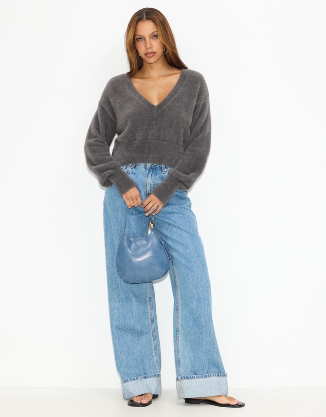 Dazie - Faye Fuzzy V-Neck Sweater