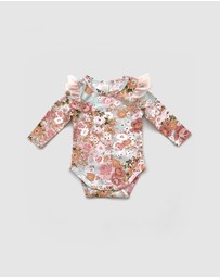 WITH LOVE FOR KIDS - Tulle Flutter Long Sleeve Onesie - Babies