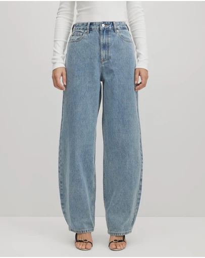 AERE - Marla Mid-Rise Barrel Leg Jeans