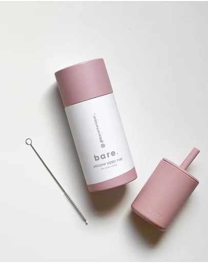 Bare The Label - Silicone Sippy Cup with Straw Cleaner