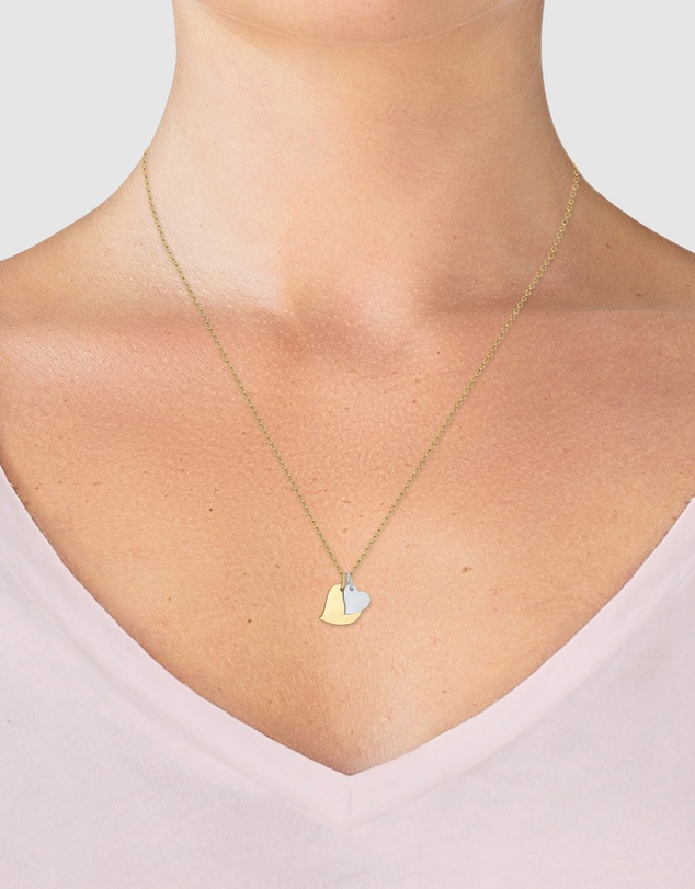 Elli Jewelry - Necklace Set Heart Pendant Bi-Colour in 925 Sterling Silver