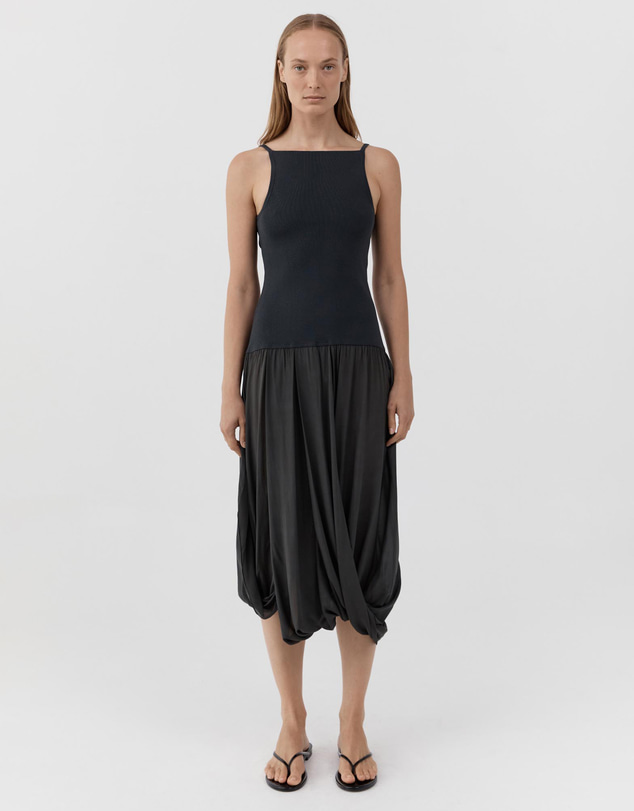 St. Agni - Knit Bodice Sheer Drape Dress
